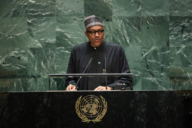 NEW YORK, NY - SEPTEMBER 24:  President of Nigeria Muhammadu Buhari addresses the United Nations General Assembly at UN headquarters on September 24, 2019 in New York City. World leaders from across the globe are gathered at the 74th session of the UN General Assembly, amid crises ranging from climate change to possible conflict between Iran and the United States. (Photo by Drew Angerer/Getty Images)